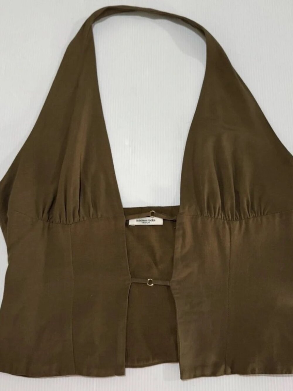 Open Front Halter Top Mistress Rocks Size M - Green - Picture 9 of 11